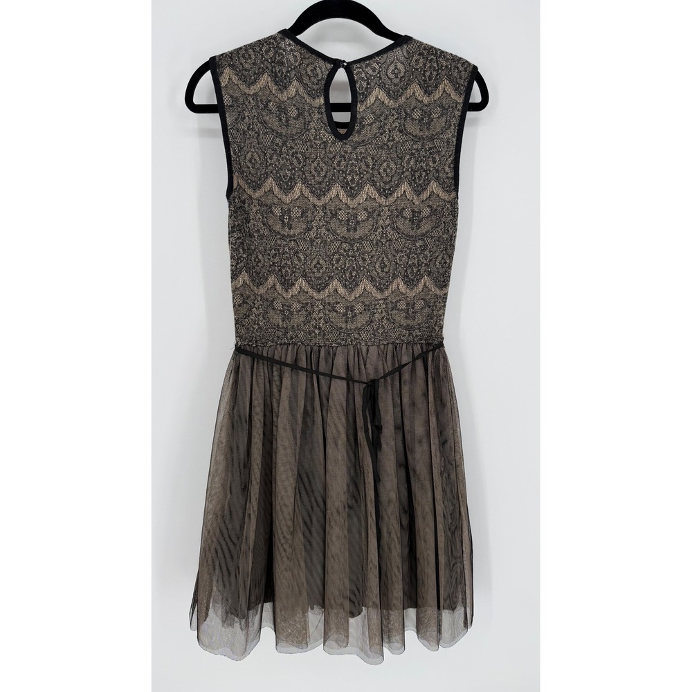 ANTHROPOLOGIE WESTON WEAR DULCIE TULLE SLEEVELESS SWEATER DRESS BLACK TAN MEDIUM - Picture 6 of 8